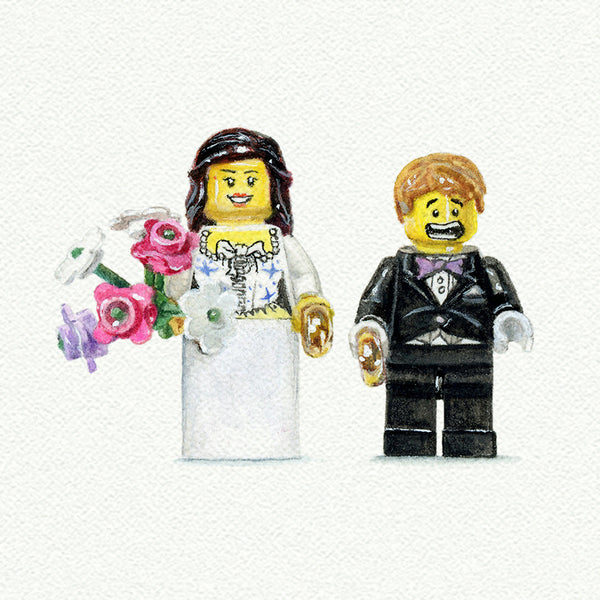 Lego Bride and Groom with Flowers